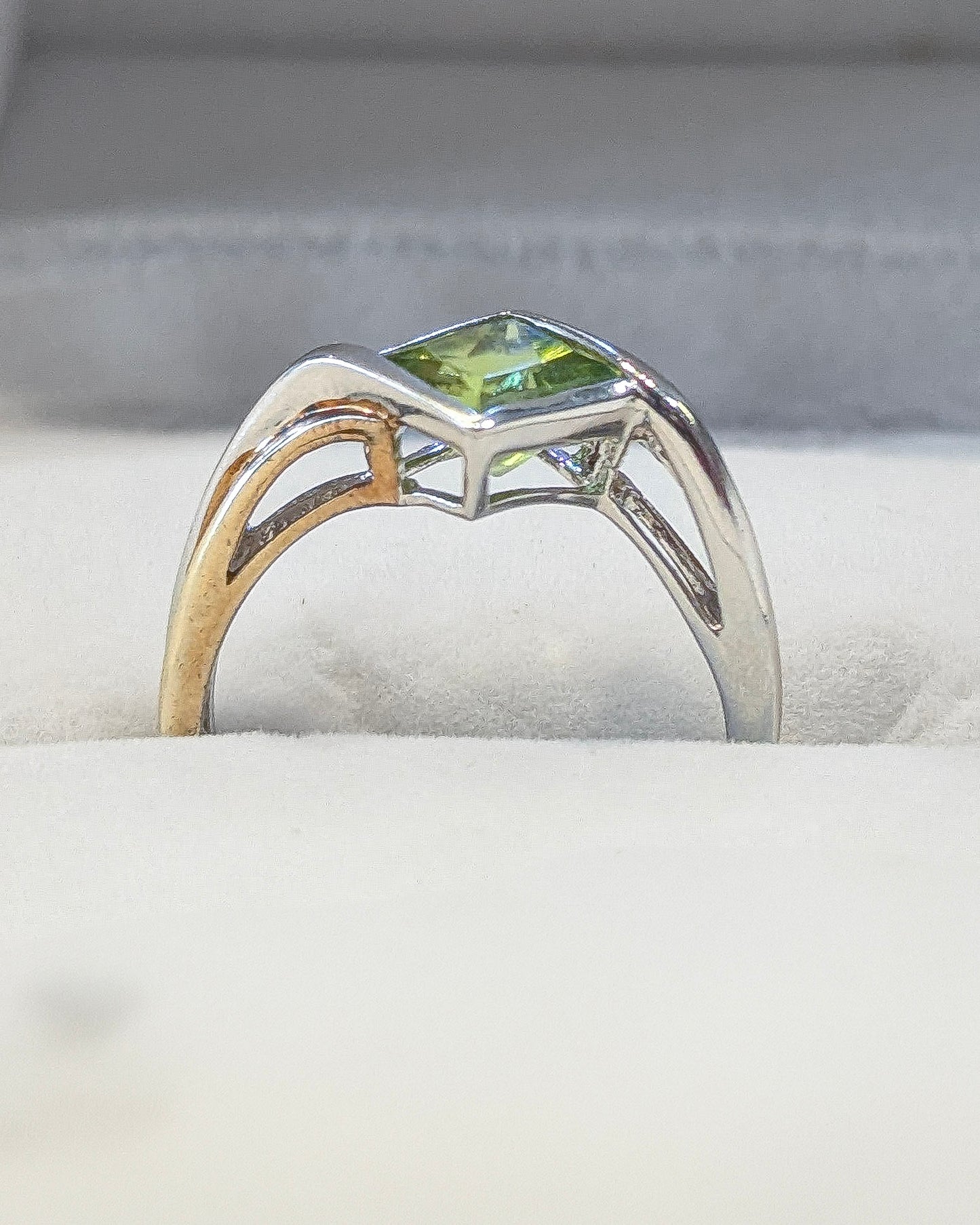 Sterling Silver Princess Cut Peridot Ring