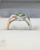Sterling Silver Princess Cut Peridot Ring