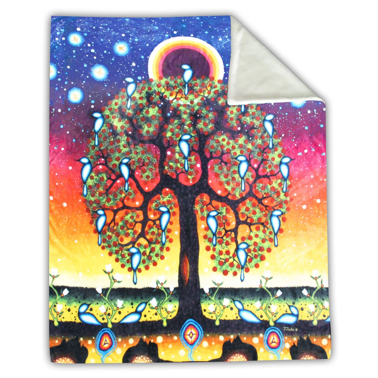 Tree of Life Faux Rabbit Fur Throw by James Jacko, Odawa