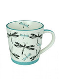 Dragonfly porcelain mug by Connie Dickens, fine 16 oz coffee or tea mug, gift boxed, microwave and dishwasher safe.