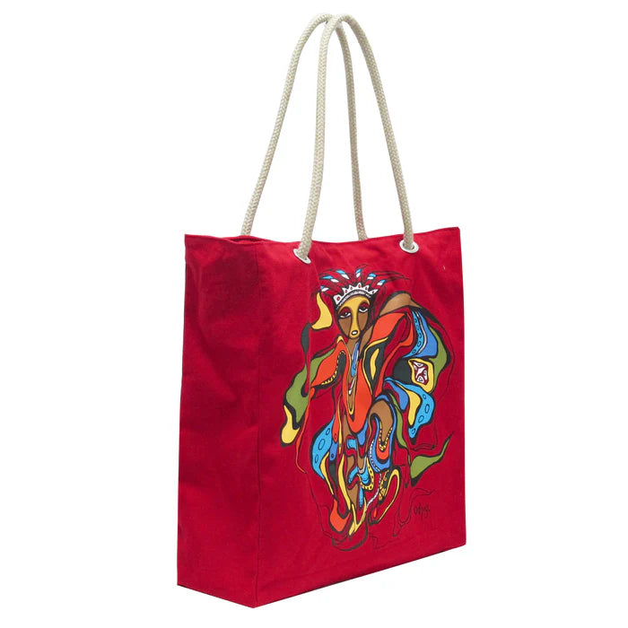 Pow Wow Dancer Cotton Eco-Bag by Daphne Odjig, Potawatomi artist