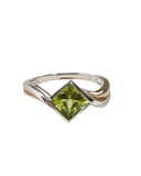 Sterling Silver Princess Cut Peridot Ring