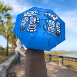 Love Birds Collapsible Umbrella by James Johnson, Tlingit Ch’áak’ Dakl’aweidi