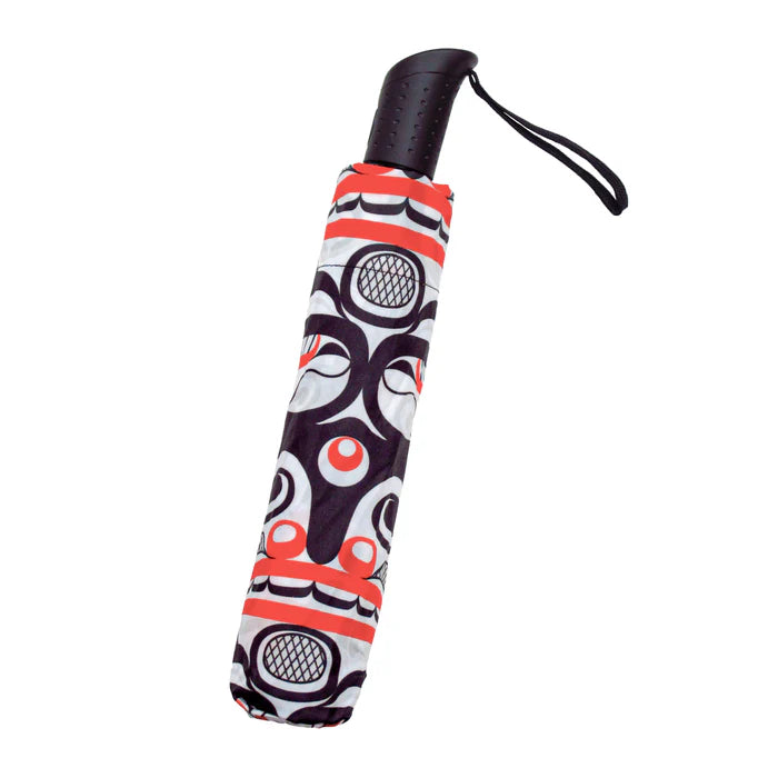 Killer Whale Crosshatch Collapsible Umbrella by Curtis Wilson, Kwakwaka’wakw
