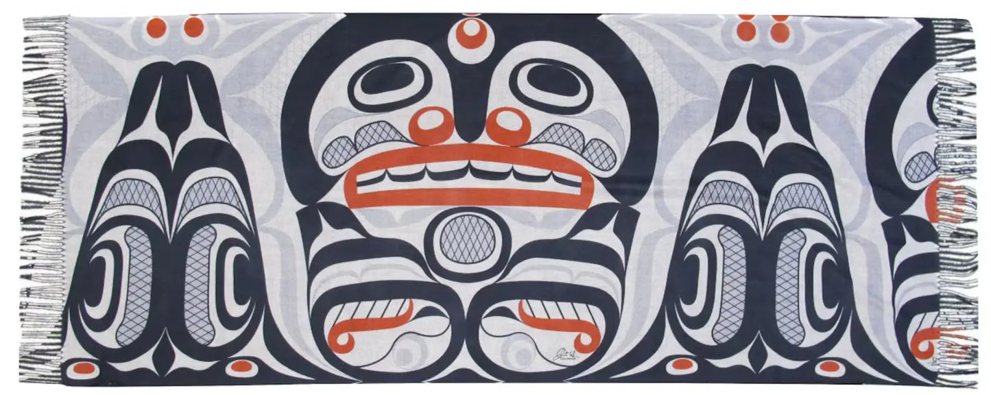 Killer Whale Crosshatch Eco-Shawl by Curtis Wilson, Kwakwaka’wakw