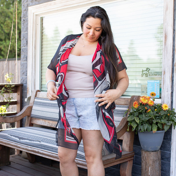 Sgaan (Whale) Sheer Fashion Wrap by Kwiaahwah Jones, Haida