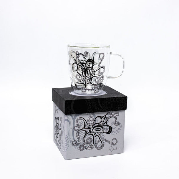 Octopus (Nuu) Double Walled Glass Mug by Ernest Swanson, Haida