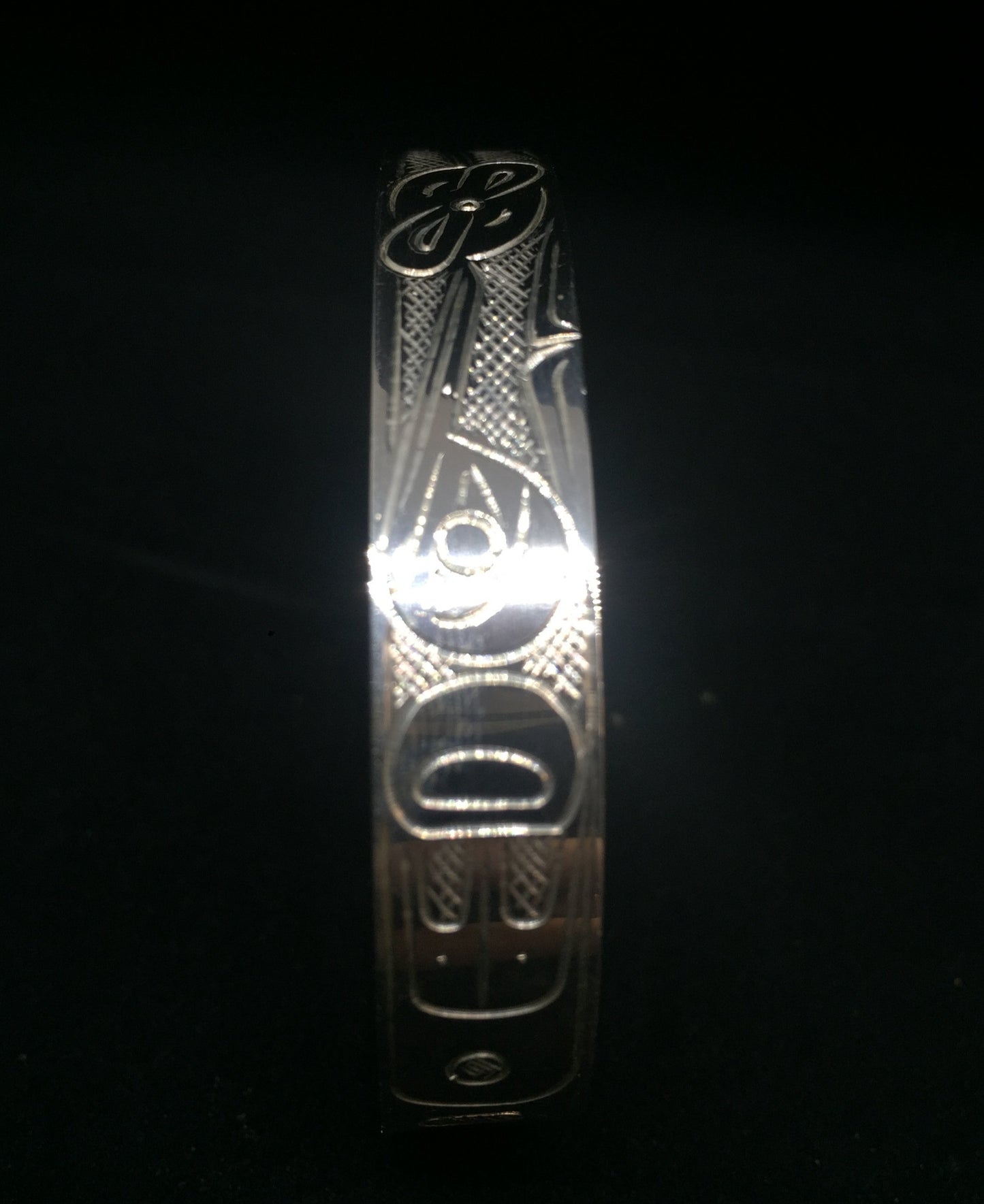 Hummingbirds 3/8" Hand Carved Sterling Silver Indigenous Bangle