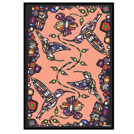 Hummingbird (Pink) Eco Tea Towel by John Rombough, Chipewyan Dene