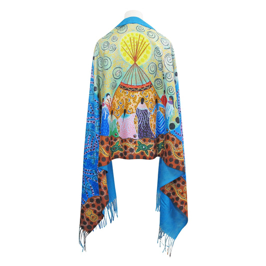 Dancing Women Eco-Shawl by Leah Dorion, Métis