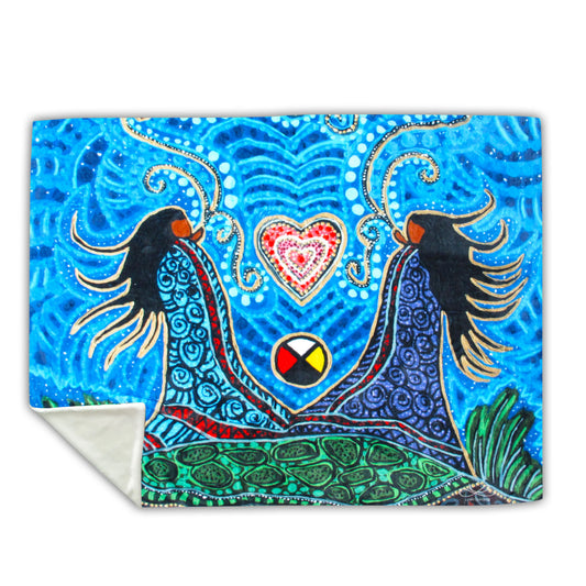 Breath of Life Faux Rabbit Fur Throw by Leah Dorion, Métis