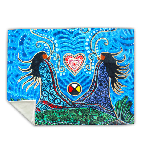 Breath of Life Faux Rabbit Fur Throw by Leah Dorion, Métis