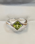 Sterling Silver Princess Cut Peridot Ring