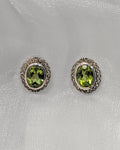 Sterling Silver Oval Peridot Earrings