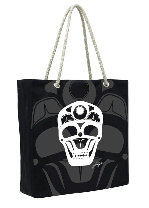 Skull Cotton Eco-Bag by James Johnson, Tlingit Ch’áak’ Dakl’aweidi