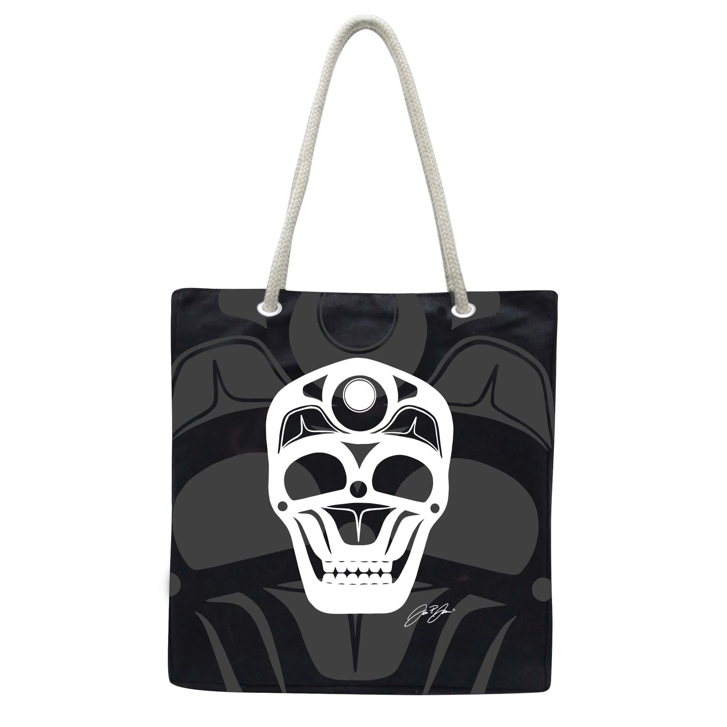 Skull Cotton Eco-Bag by James Johnson, Tlingit Ch’áak’ Dakl’aweidi