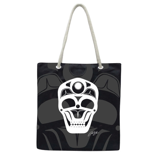 Skull Cotton Eco-Bag by James Johnson, Tlingit Ch’áak’ Dakl’aweidi