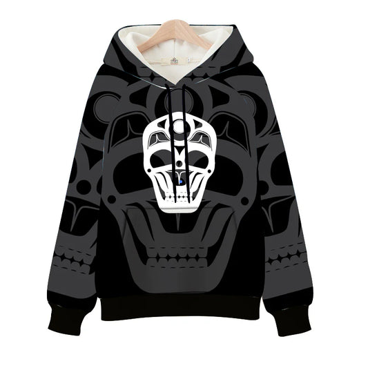 Skull Hoodie by James Johnson, Tlingit Ch’áak’ Dakl’aweidi