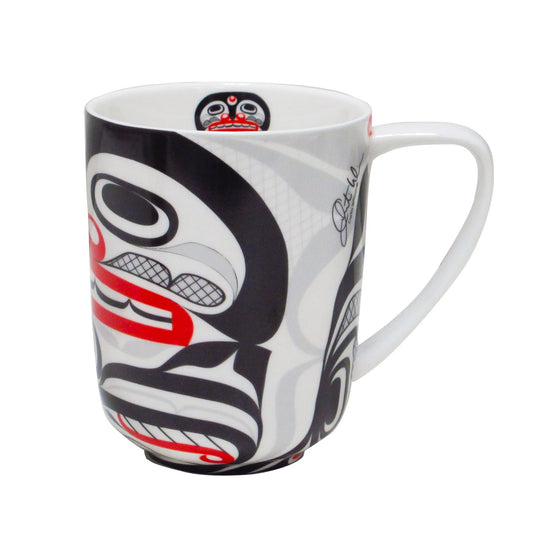 Killer Whale Crosshatch Porcelain Mug by Curtis Wilson, Kwakwaka’wakw