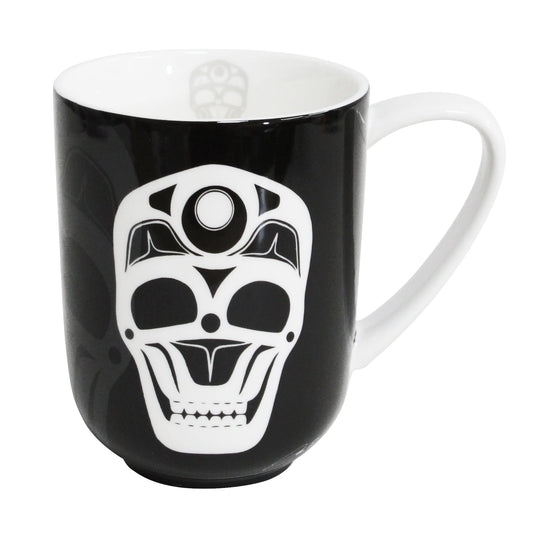 Skull Porcelain Mug by James Johnson, Tlingit Ch’áak’ Dakl’aweidi