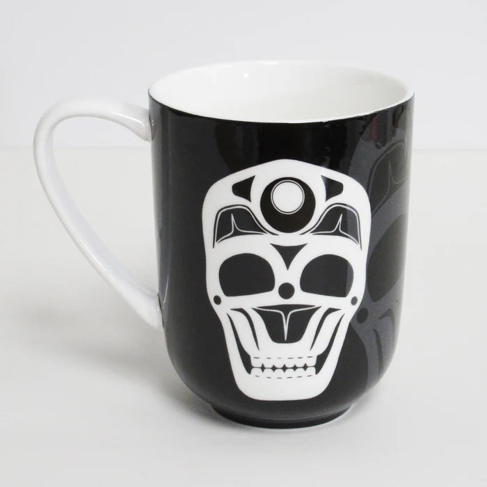 Skull Porcelain Mug by James Johnson, Tlingit Ch’áak’ Dakl’aweidi