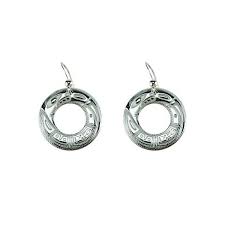 Chilkat Circle Silver Pewter Indigenous Earrings by Corrine Hunt