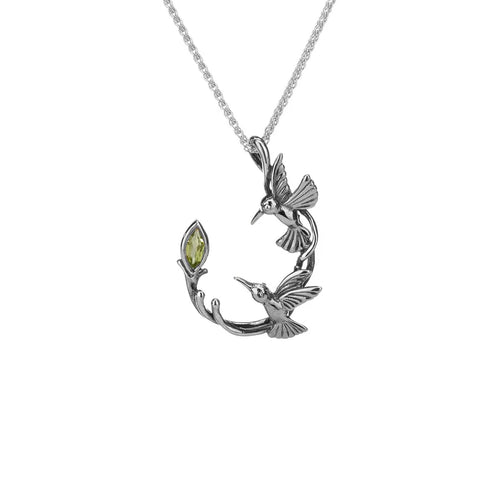 Double Hummingbird Celtic Sterling Silver Necklace