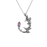 Double Hummingbird Celtic Sterling Silver Necklace