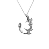 Double Hummingbird Celtic Sterling Silver Necklace