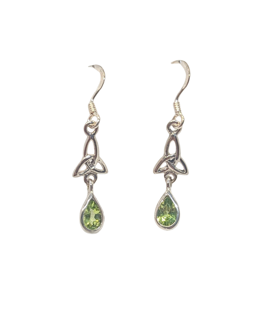 Sterling Silver Celtic Trinity Knot Earrings with Peridot