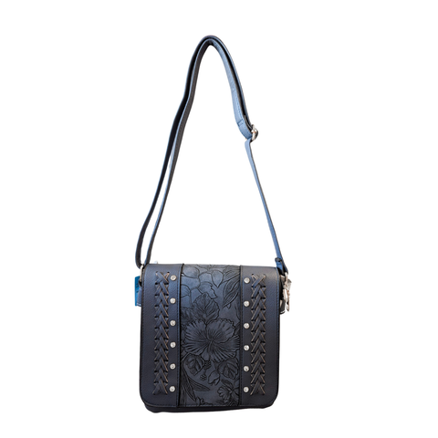 Blue Floral Crossbody Bag – Vegan Leather
