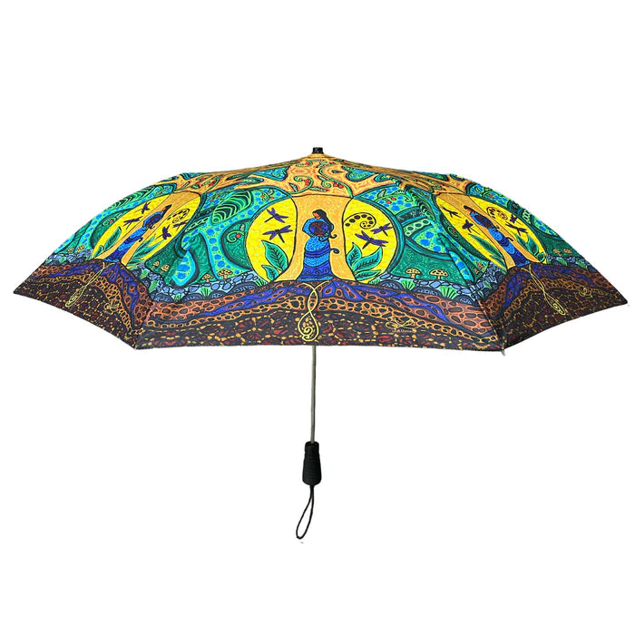 Strong Earth Woman Collapsible Umbrella by Leah Dorion, Métis