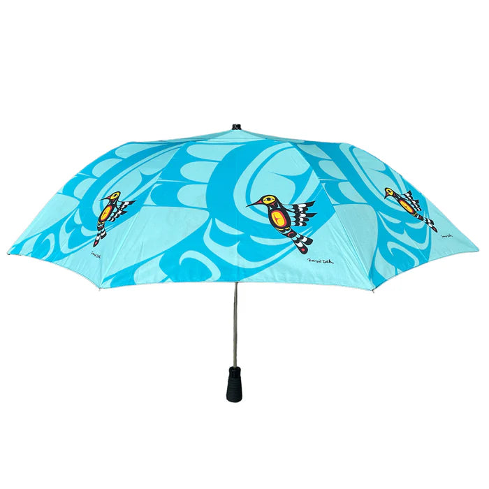 Hummingbird Collapsible Umbrella by Francis Dick, Kwakwaka'wakw