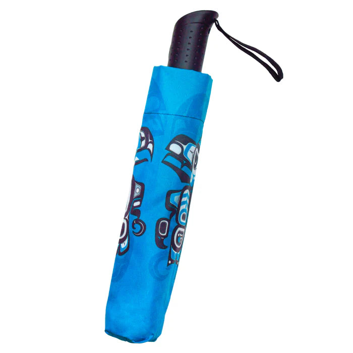 Love Birds Collapsible Umbrella by James Johnson, Tlingit Ch’áak’ Dakl’aweidi