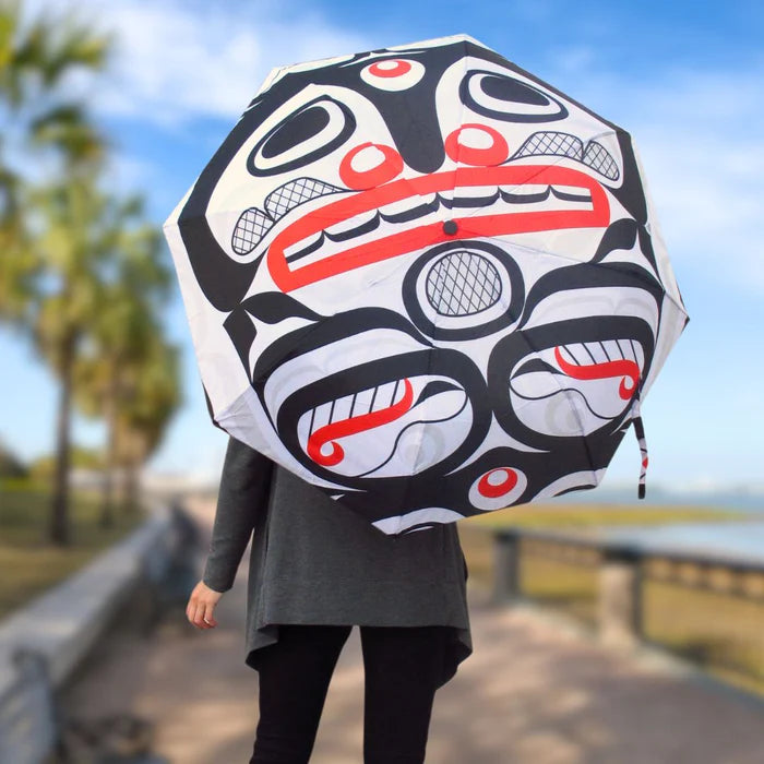 Killer Whale Crosshatch Collapsible Umbrella by Curtis Wilson,  Kwakwaka’wakw