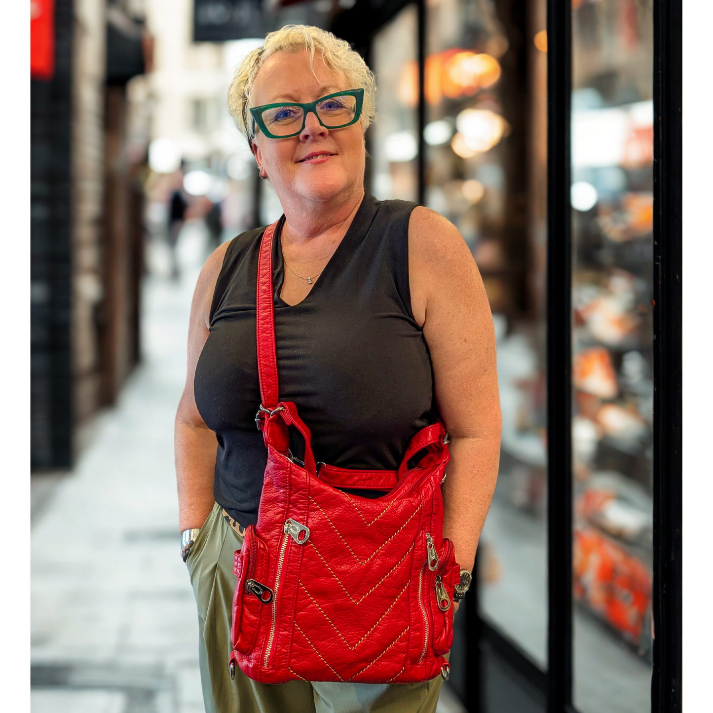 Red 3-in-1 Convertible Backpack Purse - Vegan Leather