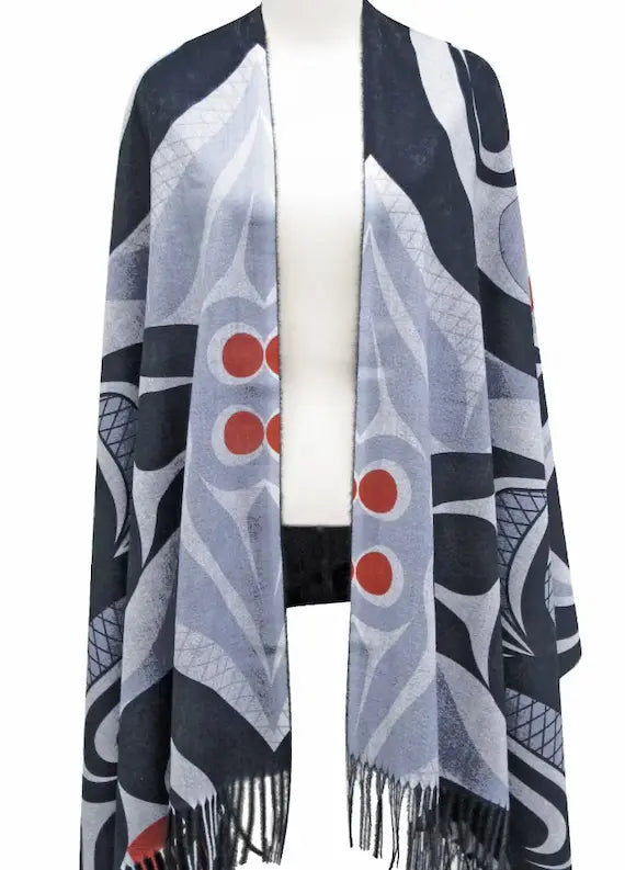 Killer Whale Crosshatch Eco-Shawl by Curtis Wilson, Kwakwaka’wakw