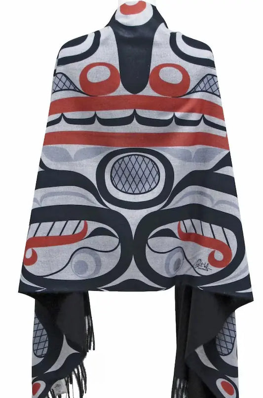 Killer Whale Crosshatch Eco-Shawl by Curtis Wilson, Kwakwaka’wakw