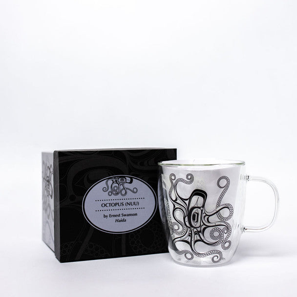 Octopus (Nuu) Double Walled Glass Mug by Ernest Swanson, Haida