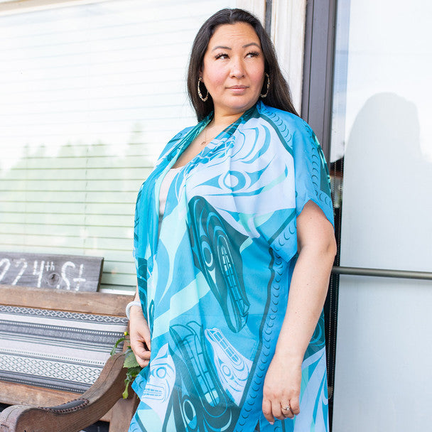 Spirit Wolves Sheer Fashion Wrap by Francis Horne, Sr., Coast Salish