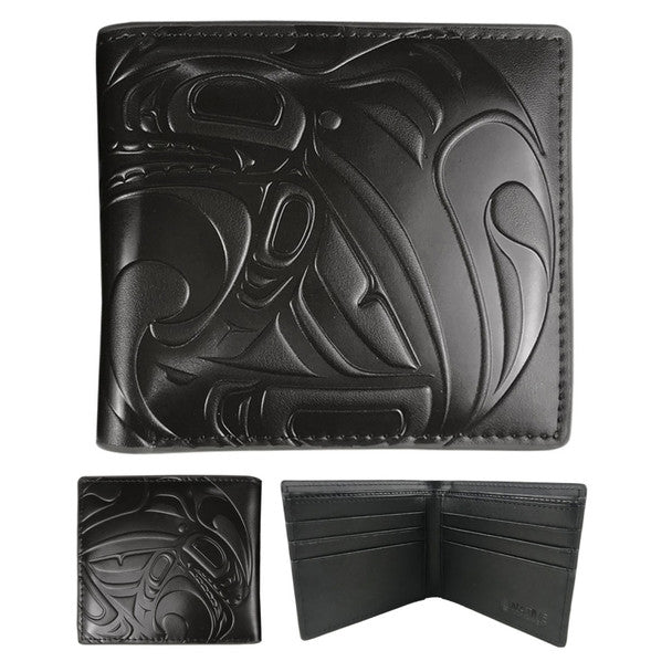 Spirit Wolf Leather Embossed Wallet by Paul Windsor, Haisla, Heiltsuk