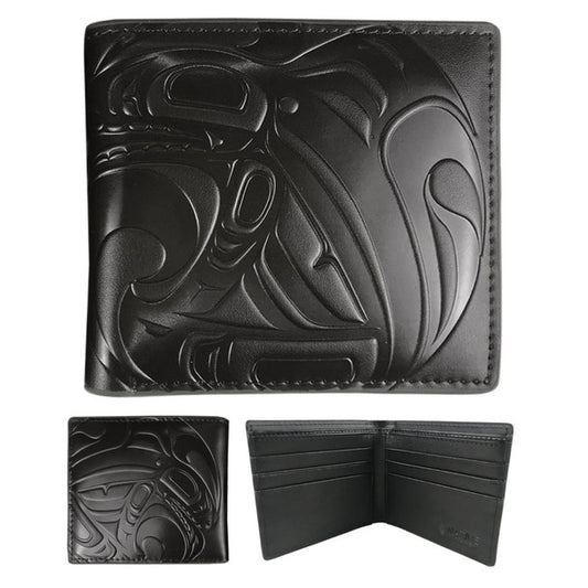 Spirit Wolf Leather Embossed Wallet by Paul Windsor, Haisla, Heiltsuk
