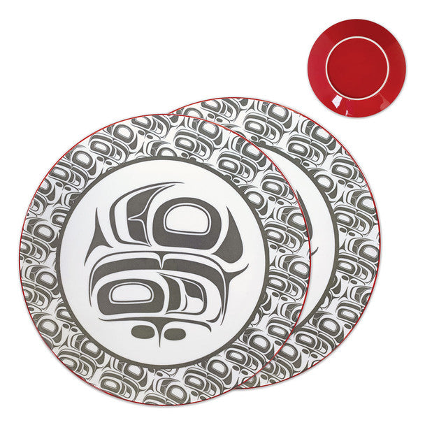 Transforming Eagle Porcelain Art Dinner Plates by Ryan Cranmer, Namgis