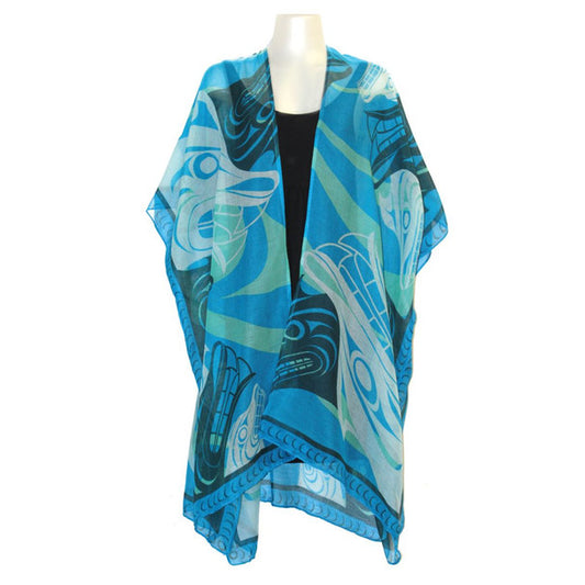 Spirit Wolves Sheer Fashion Wrap by Francis Horne, Sr., Coast Salish