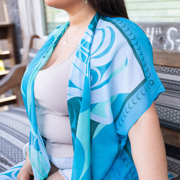 Spirit Wolves Sheer Fashion Wrap by Francis Horne, Sr., Coast Salish