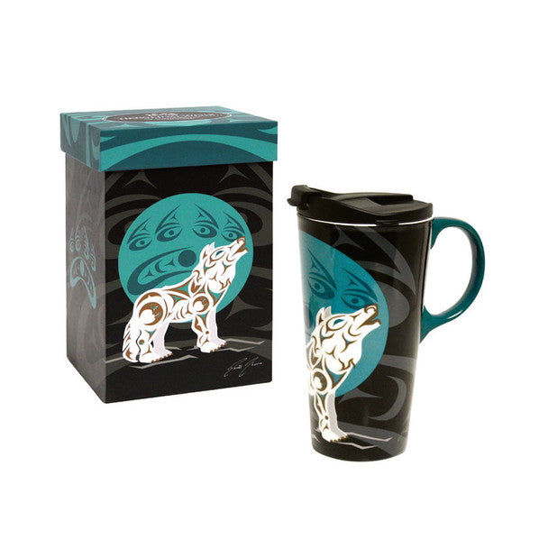 Howling Wolf Mug by Charles Darrell Thorne, Coast Salish