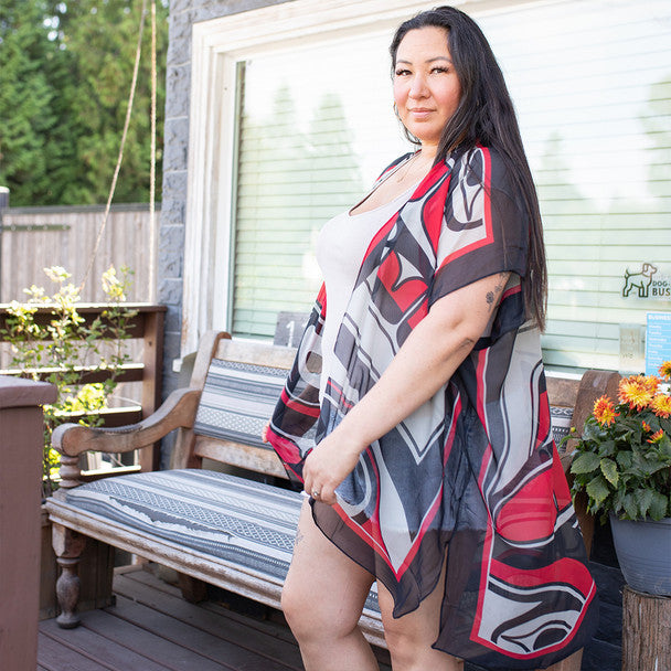 Sustaining Our Future Sheer Fashion Wrap by Kwiaahwah Jones, Haida