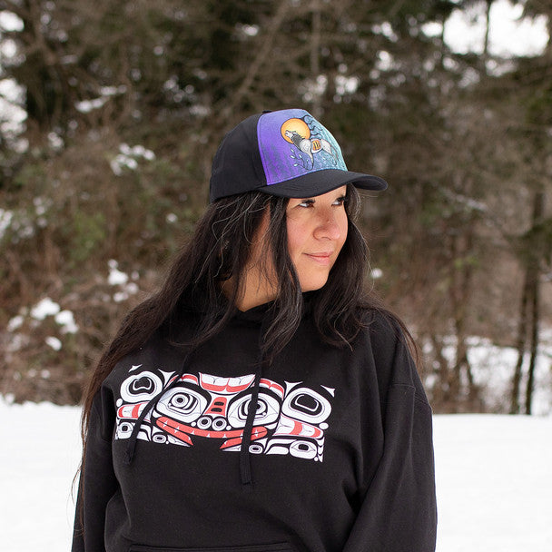 Wolf (Ma’iingan) Adjustable Cap (Water-Repellent) by Storm Angeconeb, Lac Seul First Nation, Ojibwe