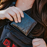 Salish Eagle Leather Embossed Wallet by Joe Wilson-Sxwaset, Coast Salish
