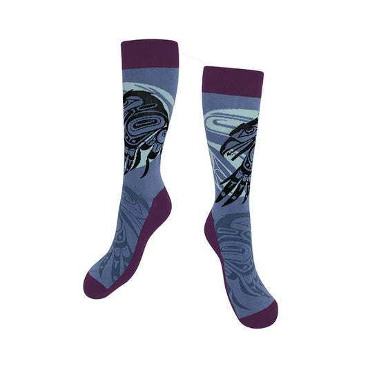 Raven Moon Art Socks by Allan Weir, Haida